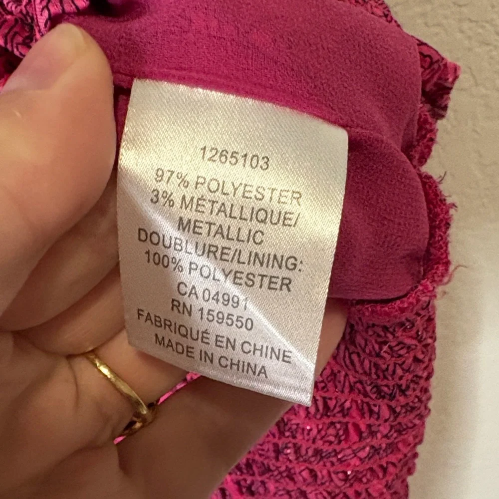 Vibrant Pink Paisley Blouse with sheer balloon sleeves Medium - Picture 3 of 7